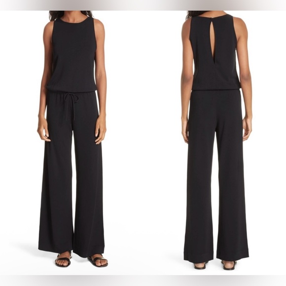 NWT Theory Midrelle Black Lustrate Jumpsuit Size Large MSRP $375 - Picture 1 of 6